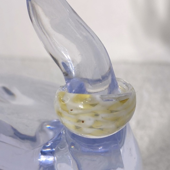 Vintage Art Glass Handmade Clear White Yellow Band Ring - Picture 2 of 11